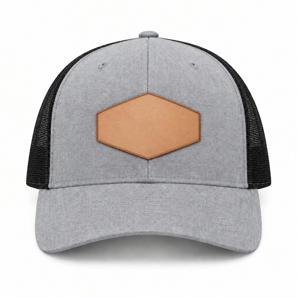 Richardson 112 in Heather Grey / Black with a blank leather patch